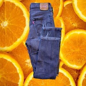 Levi's‎ 501S Black Wash Distressed Jeans W27 L30 Frayed Hem Womens Denim